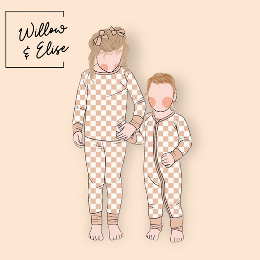 *PREORDER* Oatmeal Checks 2-Piece PJs